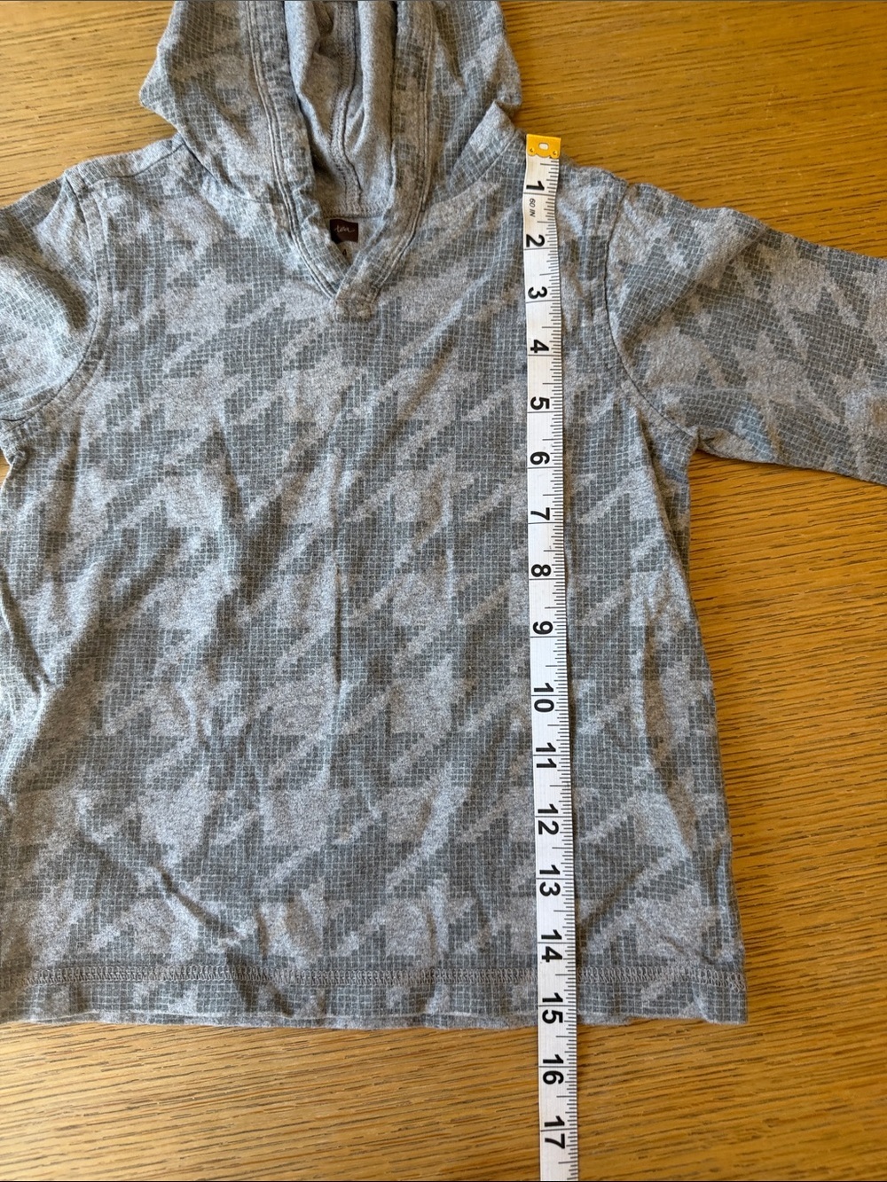 Tea Collection Kids Gray Houndstooth Hooded Long-Sleeve Tee - Picture 7 of 8